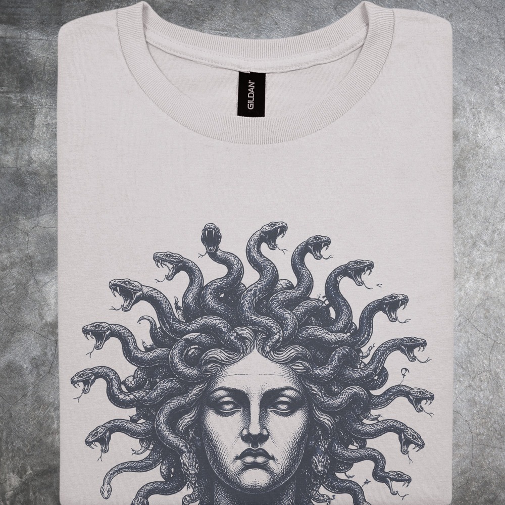 Ward the Evil Eye Medusa Head with Writhing Snakes Tee